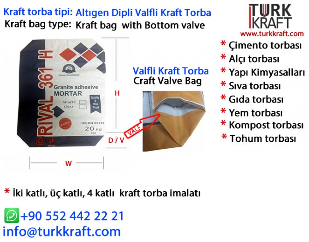 Valfli Kraft Torba İmalatı yapılır 4 Kraft Torba Kraft Kağıt Çimento Torbası